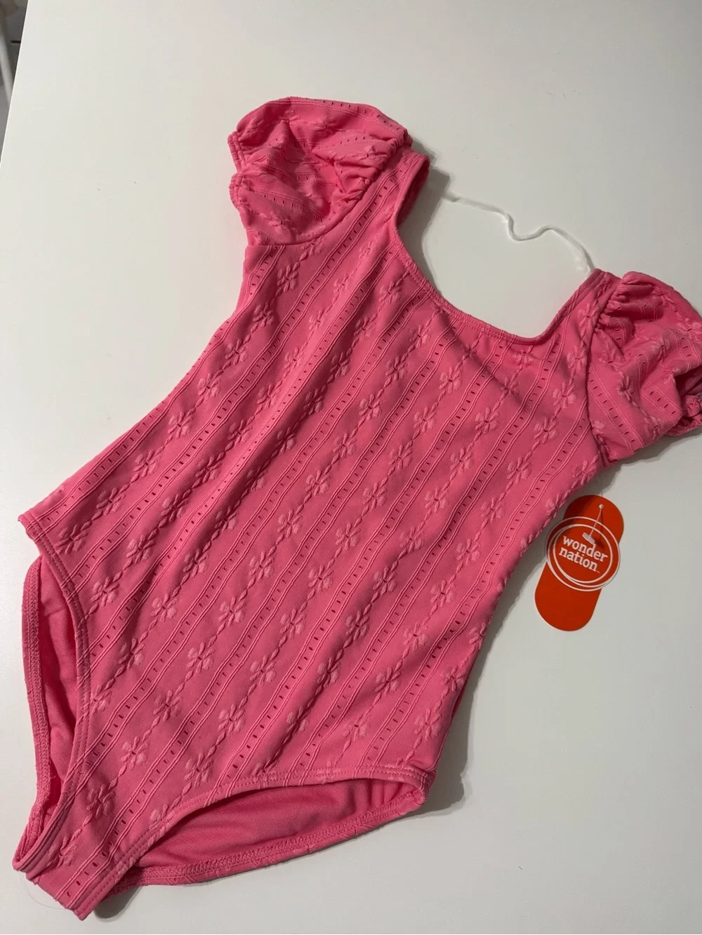 wonder nation Hot Pink Puff Sleeve Ballet Leotard